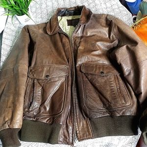 Aberdeen Men's Brown Leather Bomber Jacket